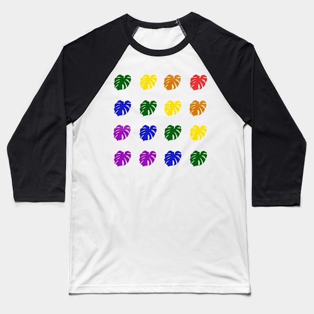 Monstera Deliciosa Leaves - Gay Pride Baseball T-Shirt by JuneNostalgia